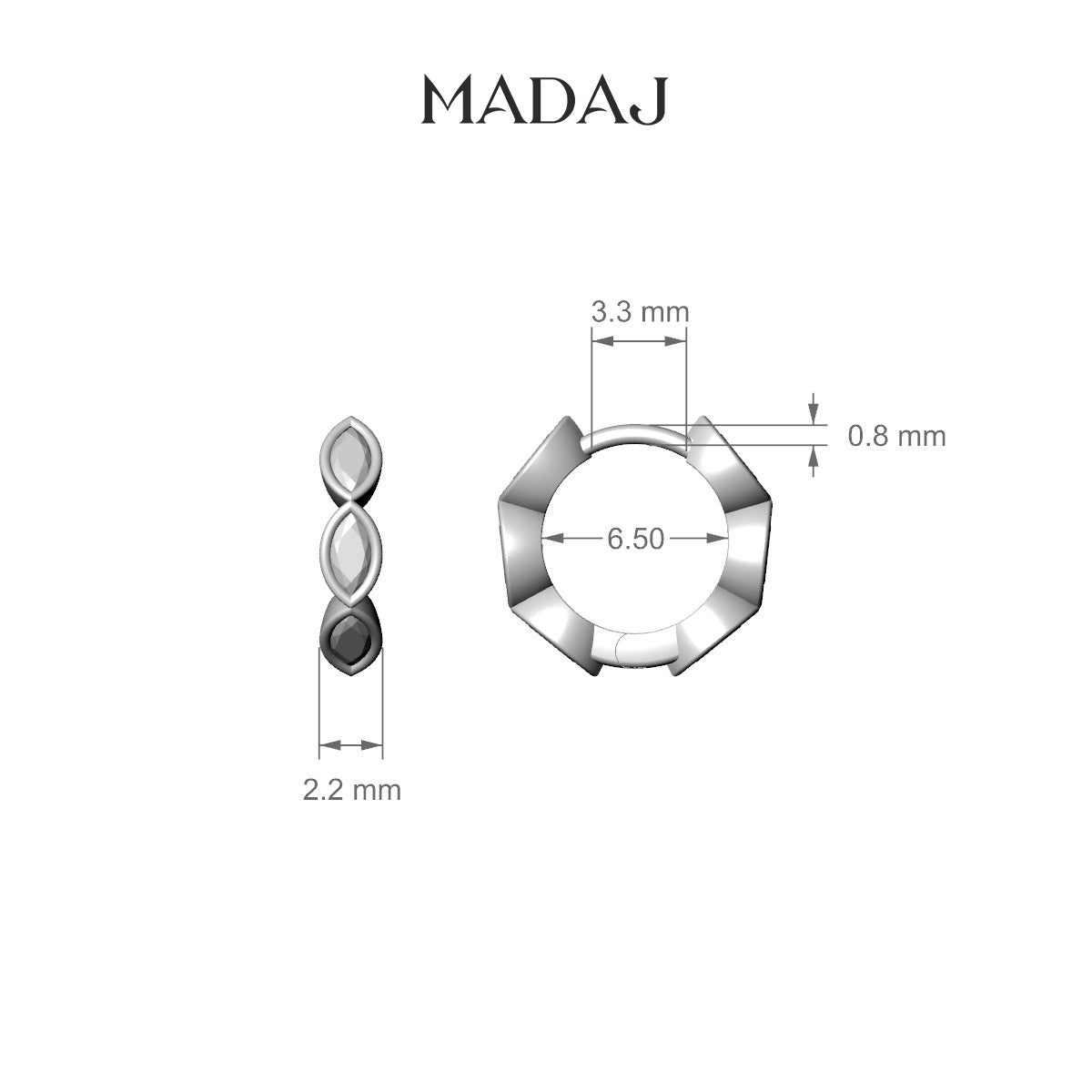 Alexandra | 18k White Gold 6.5 mm Diamond Nose Ring Piercing