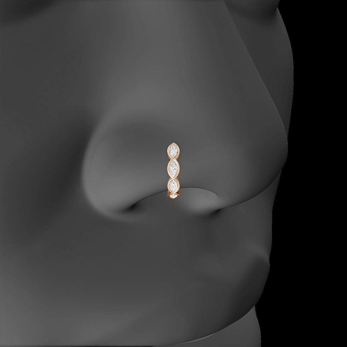 Alexandra | 18k Rose Gold 8 mm Diamond Nose Ring Piercing