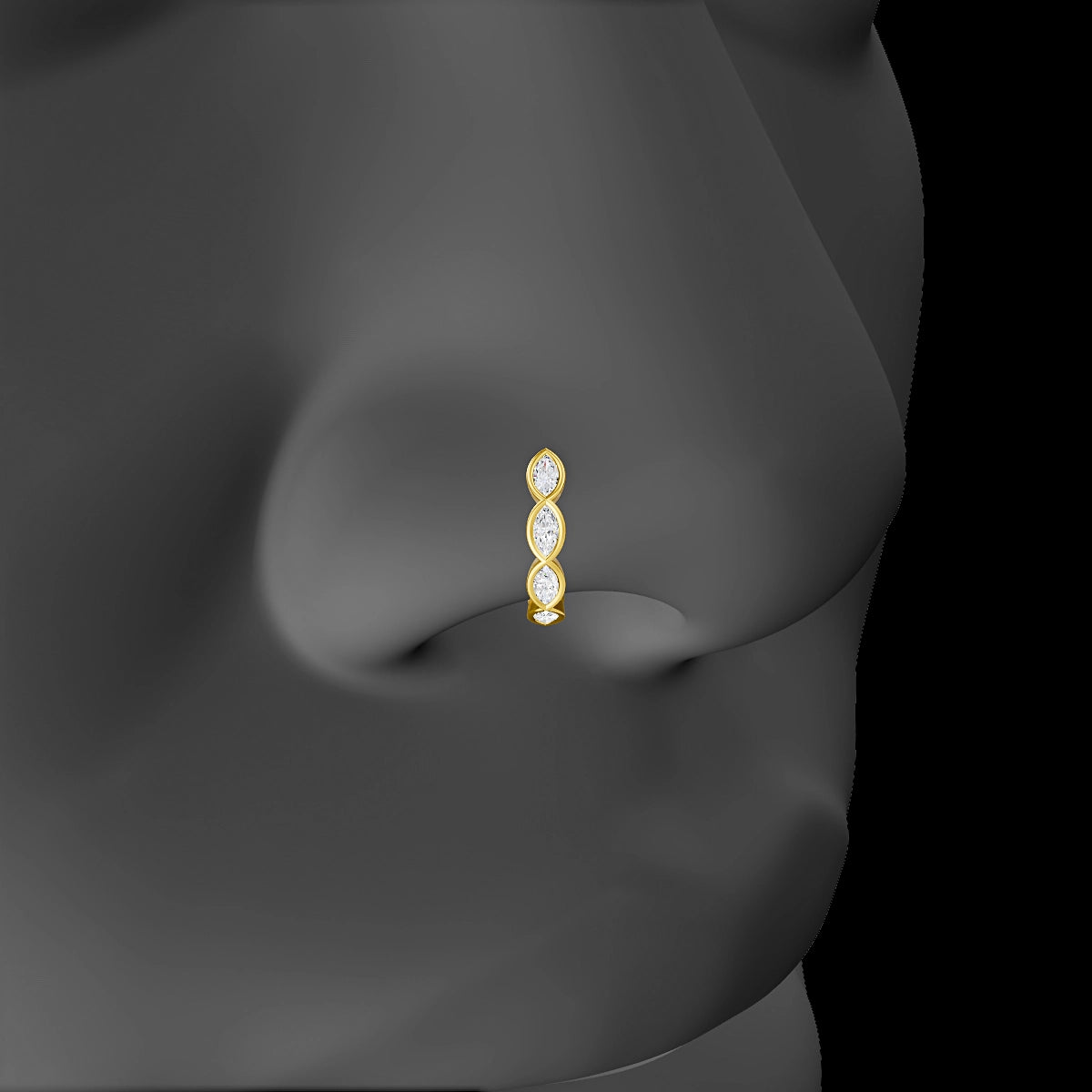Alexandra | 18k Yellow Gold 8 mm Diamond Nose Ring Piercing