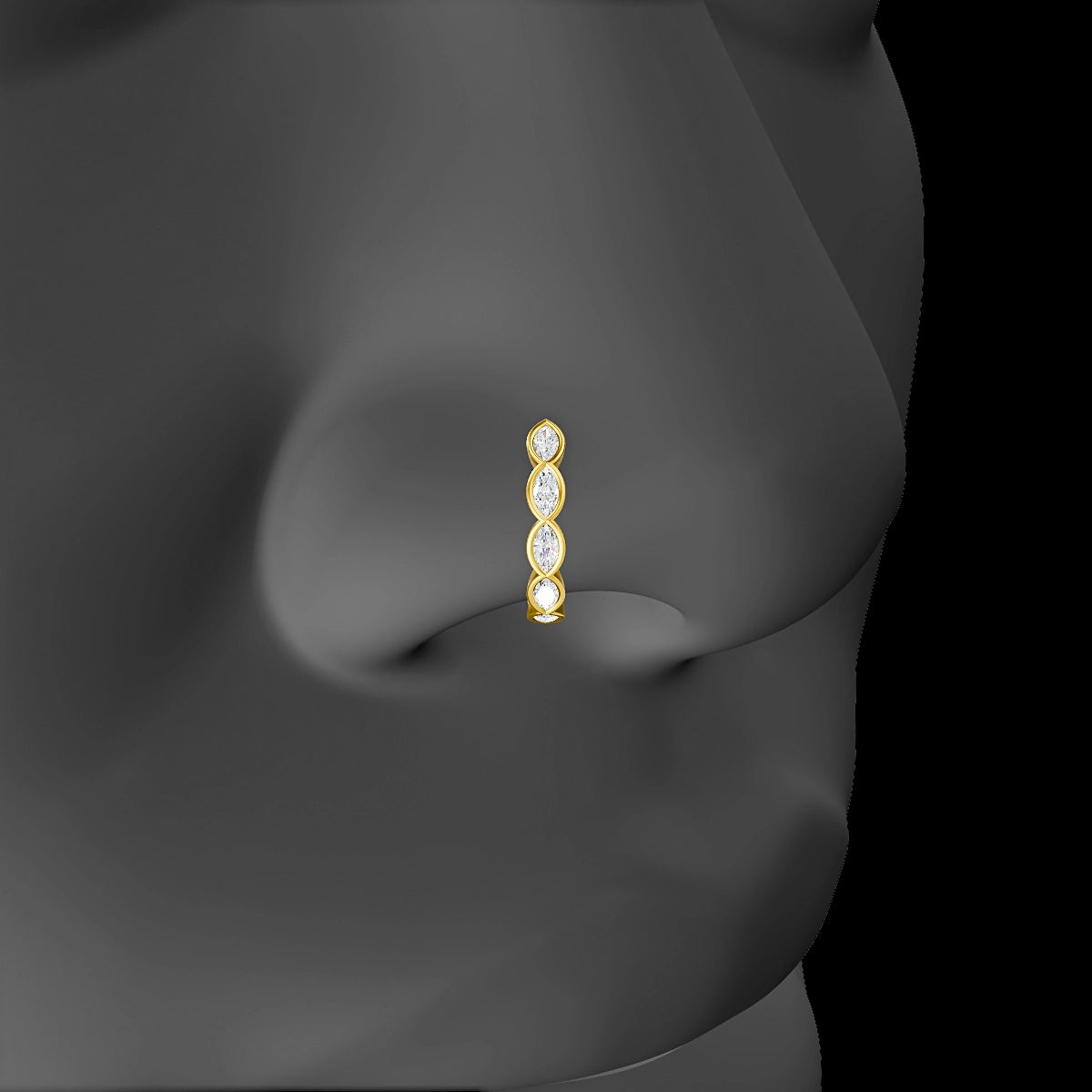 Alexandra | 18k Yellow Gold 9.5 mm Diamond Nose Ring Piercing