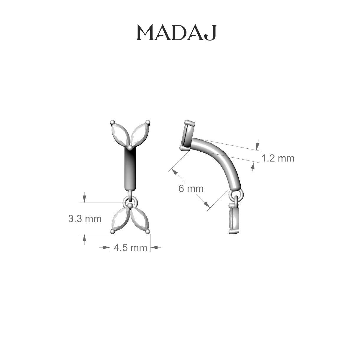 Aloa | 18k Yellow Gold 6 mm Diamond Rook Piercing