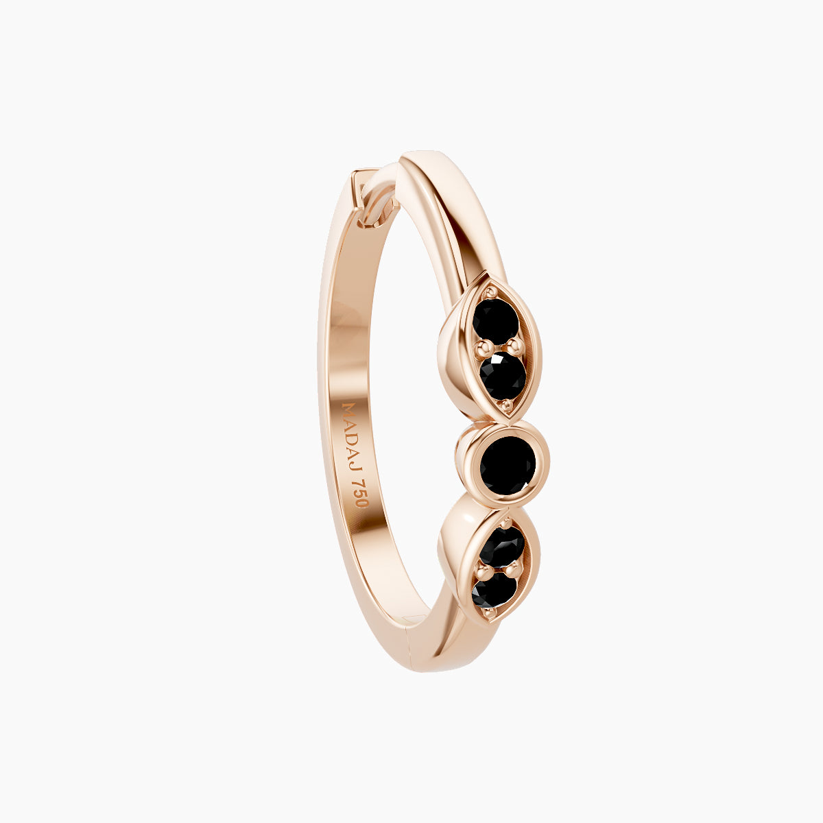 Anahita | 18k Rose Gold 11 mm Black Diamond Hoop Piercing
