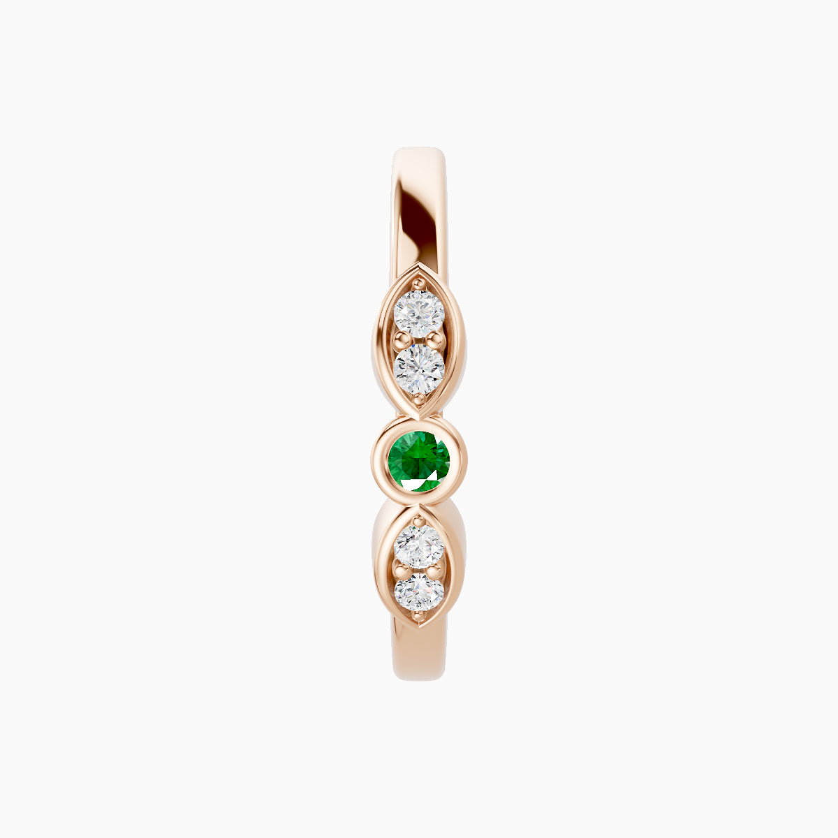 Anahita | 18k Rose Gold 11 mm Emerald & Diamond Hoop Piercing