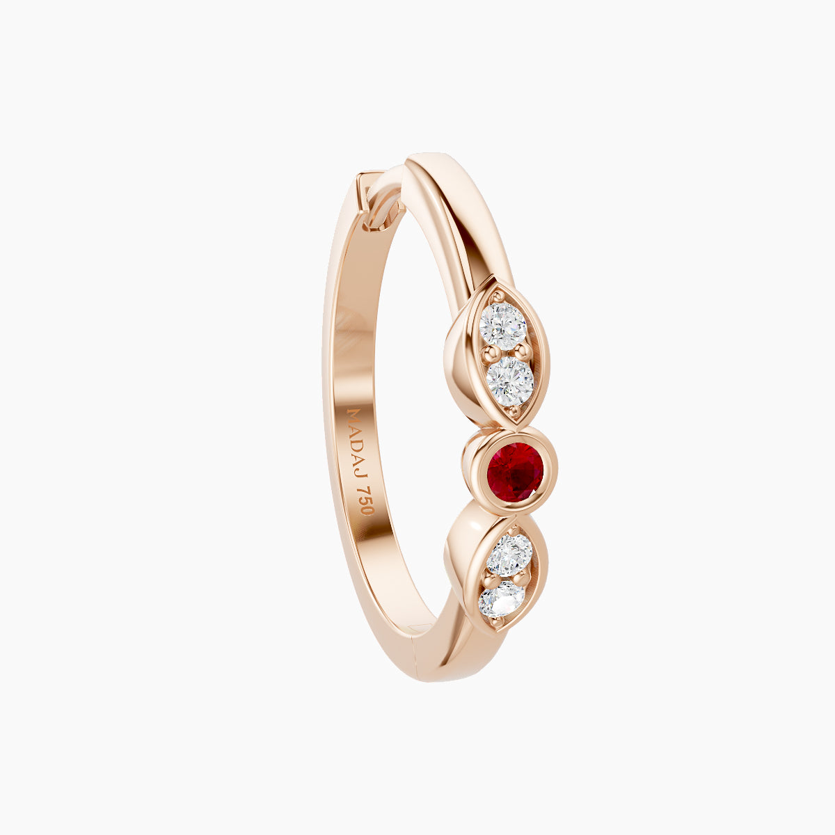 Anahita | 18k Rose Gold 11 mm Ruby & Diamond Hoop Piercing