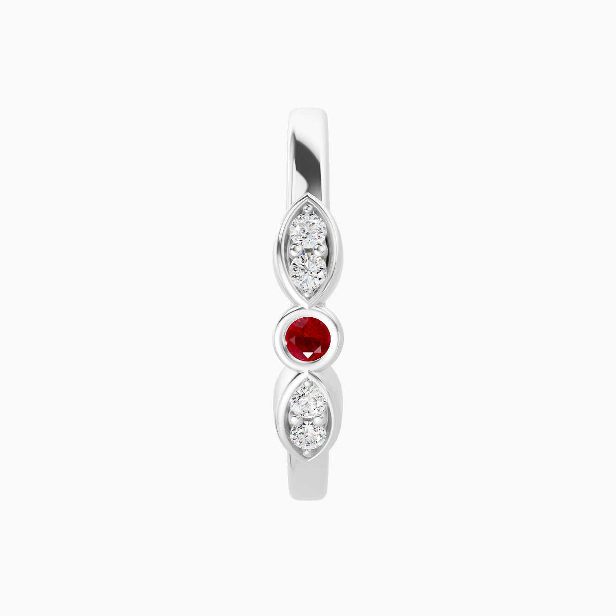 Anahita | 18k White Gold 11 mm Ruby & Diamond Hoop Piercing