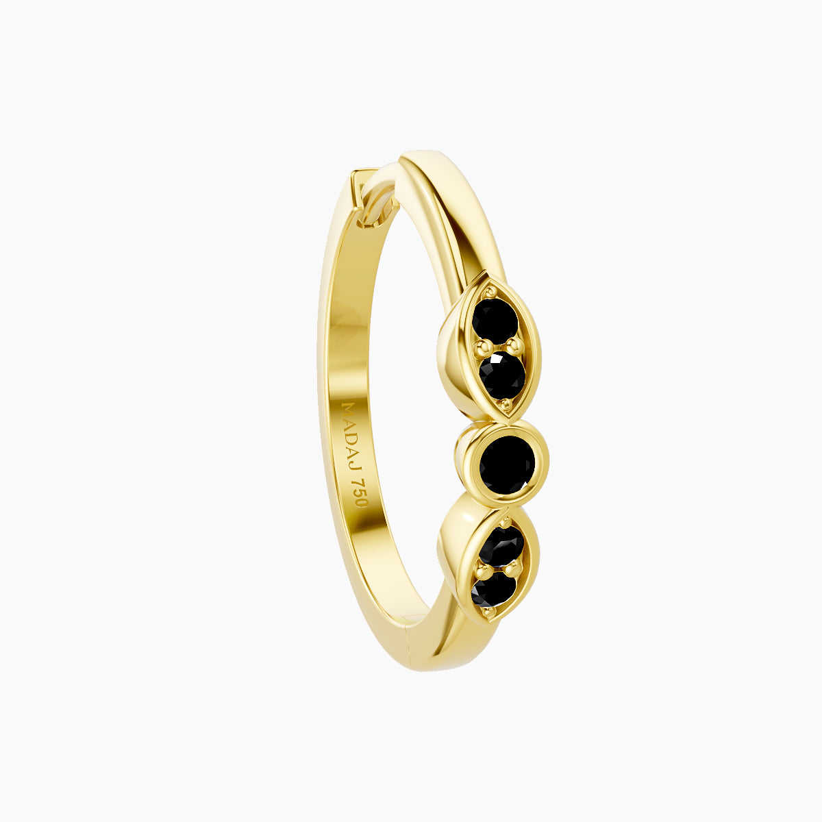 Anahita | 18k Yellow Gold 11 mm Black Diamond Hoop Piercing