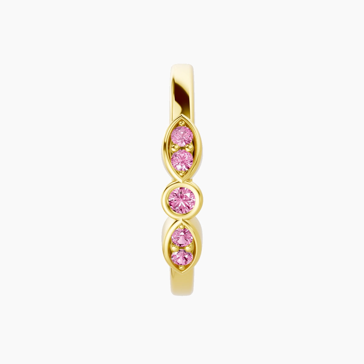 Anahita | 18k Yellow Gold 11 mm Pink Sapphire Hoop Piercing