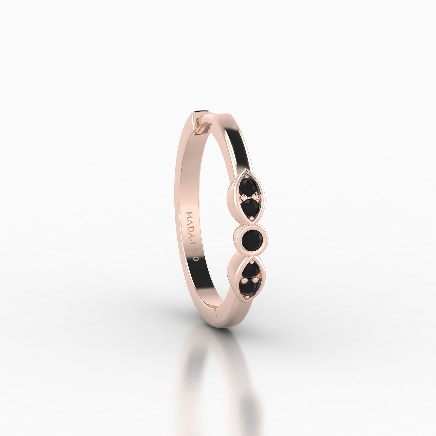 Anahita | 18k Rose Gold 11 mm Black Diamond Hoop Piercing