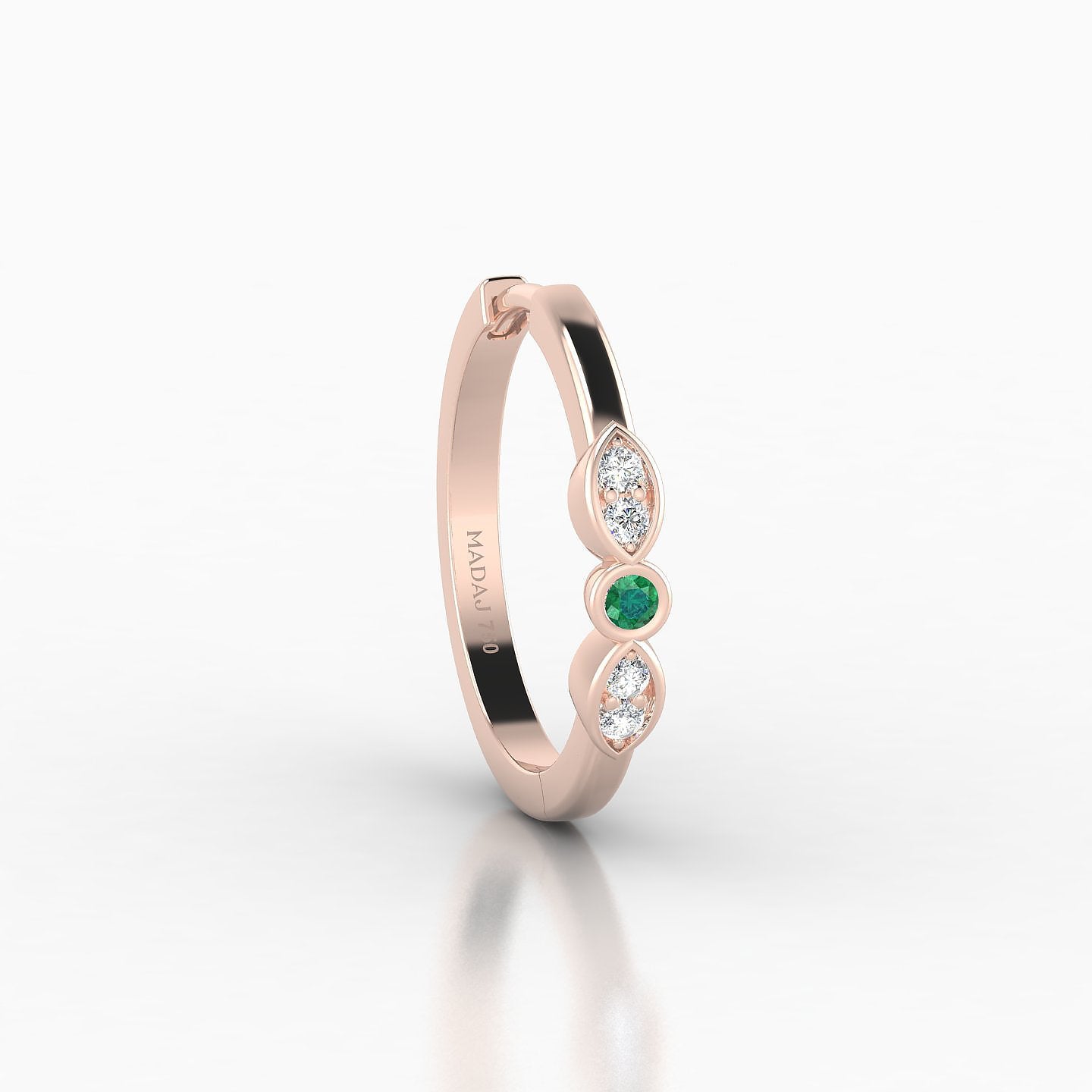 Anahita | 18k Rose Gold 11 mm Emerald & Diamond Hoop Piercing