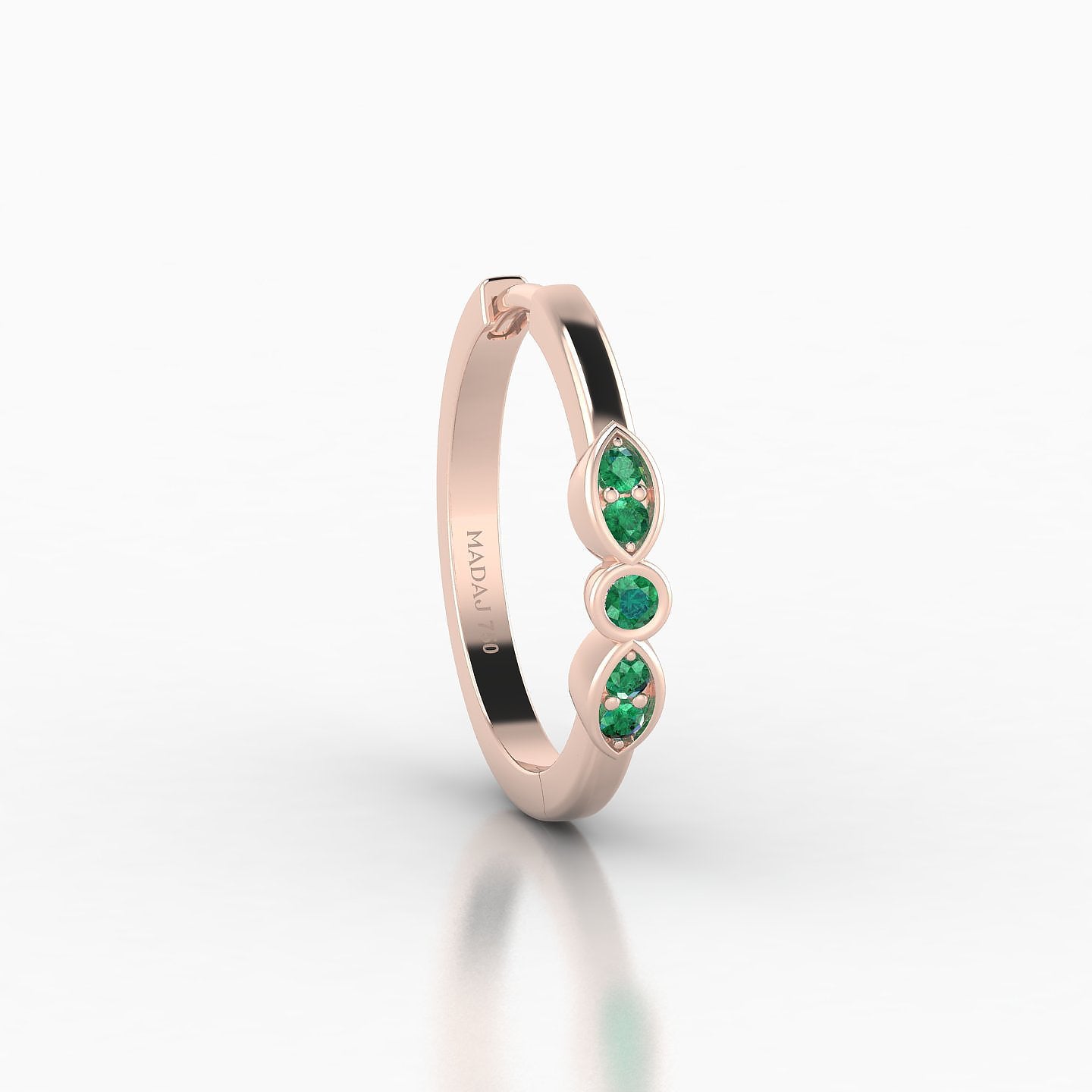 Anahita | 18k Rose Gold 11 mm Emerald Hoop Piercing