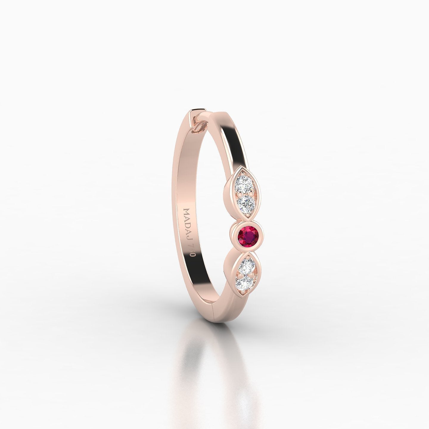 Anahita | 18k Rose Gold 11 mm Ruby & Diamond Hoop Piercing