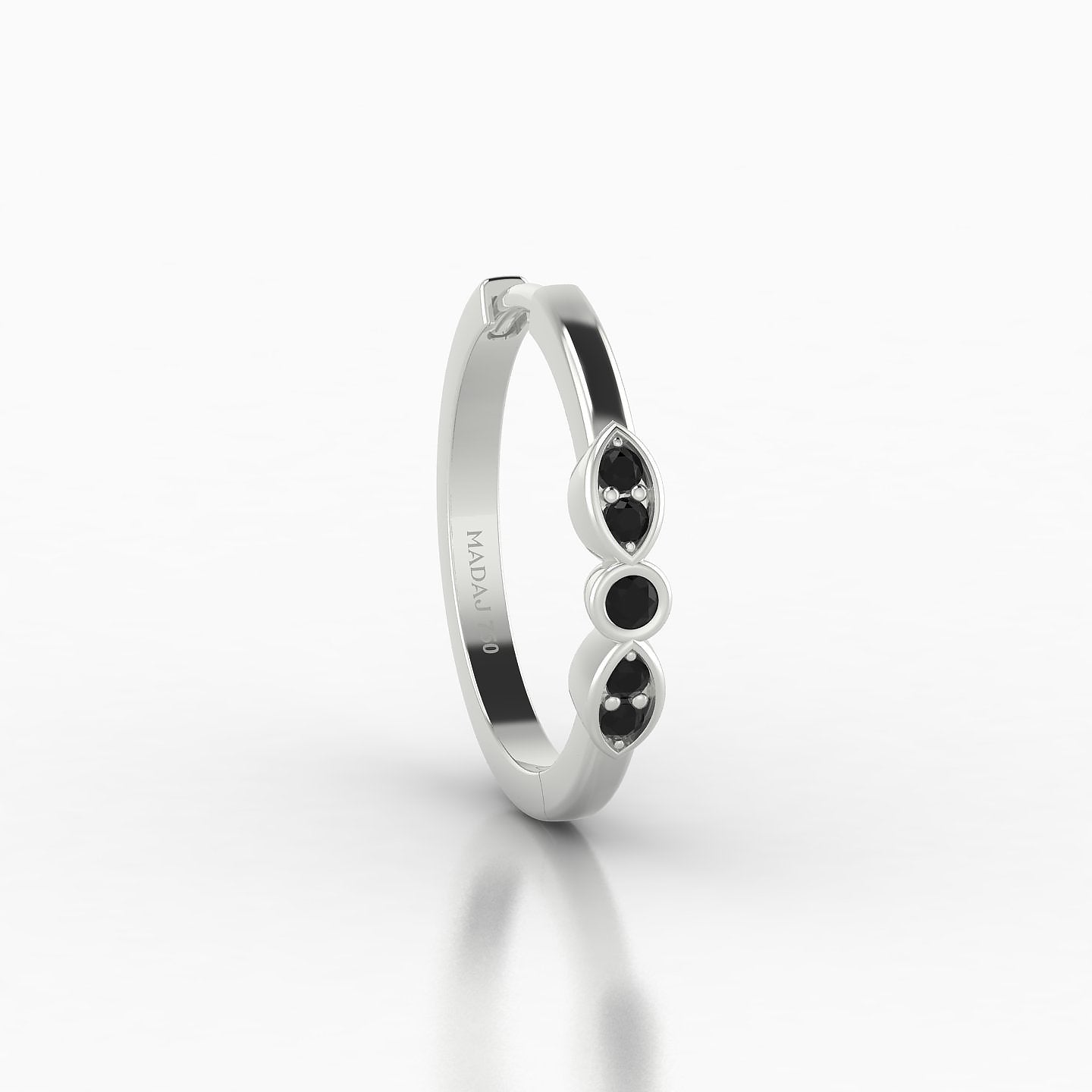 Anahita | 18k White Gold 11 mm Black Diamond Hoop Piercing