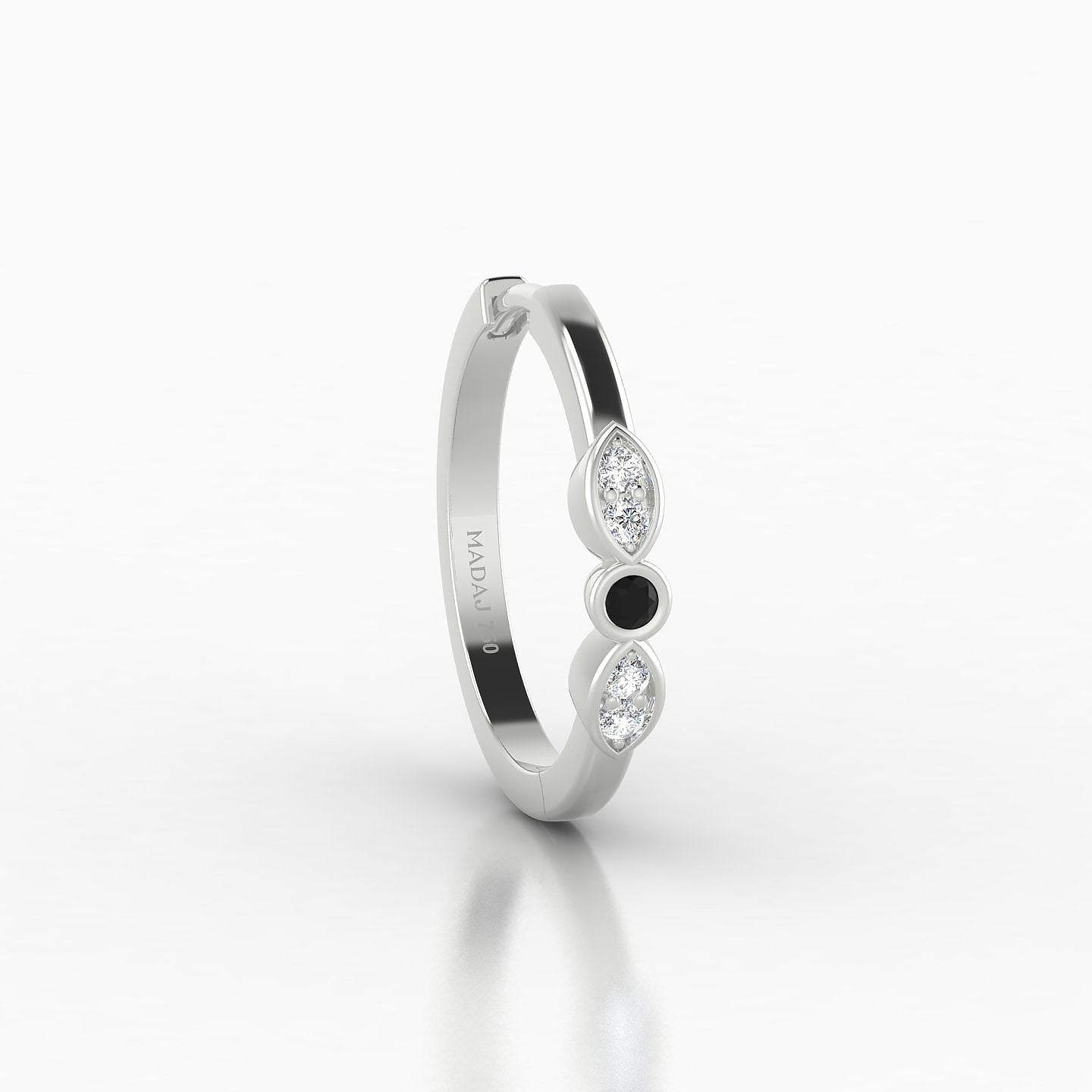 Anahita | 18k White Gold 11 mm Black Diamond & Diamond Hoop Piercing