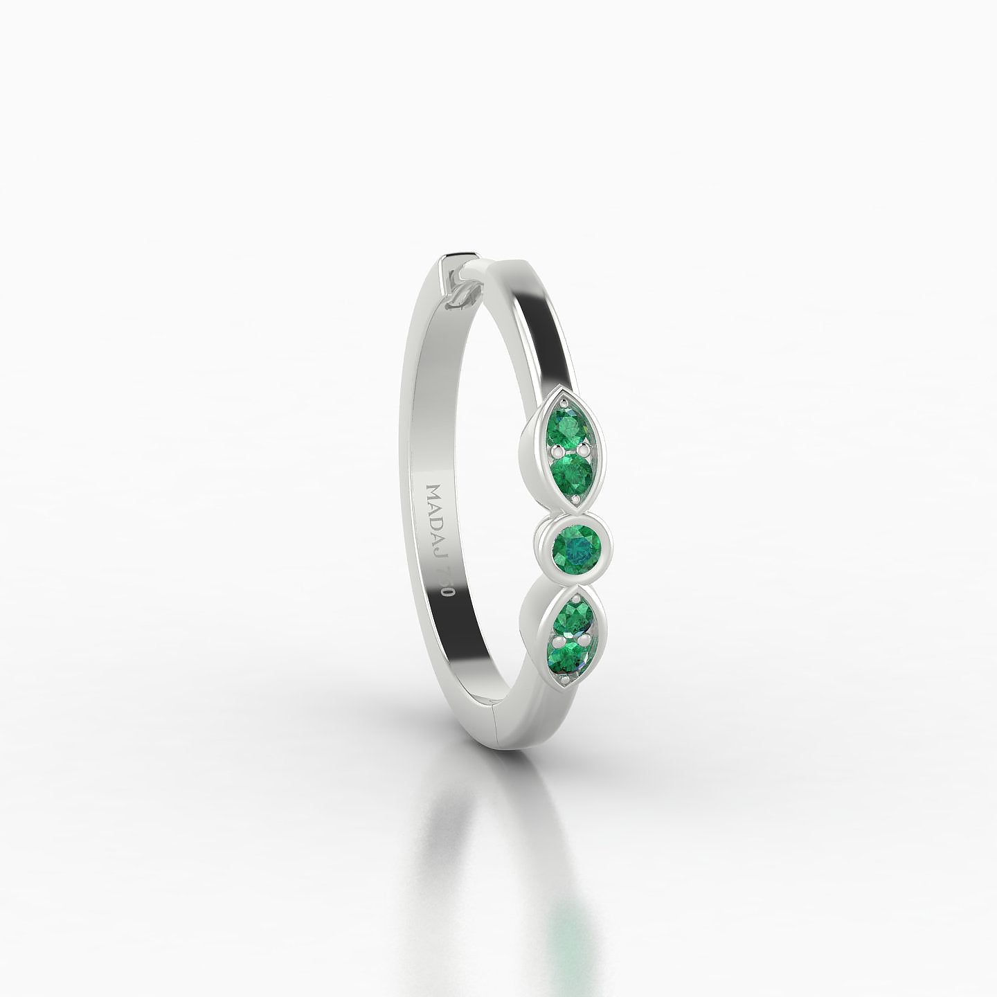 Anahita | 18k White Gold 11 mm Emerald Hoop Piercing