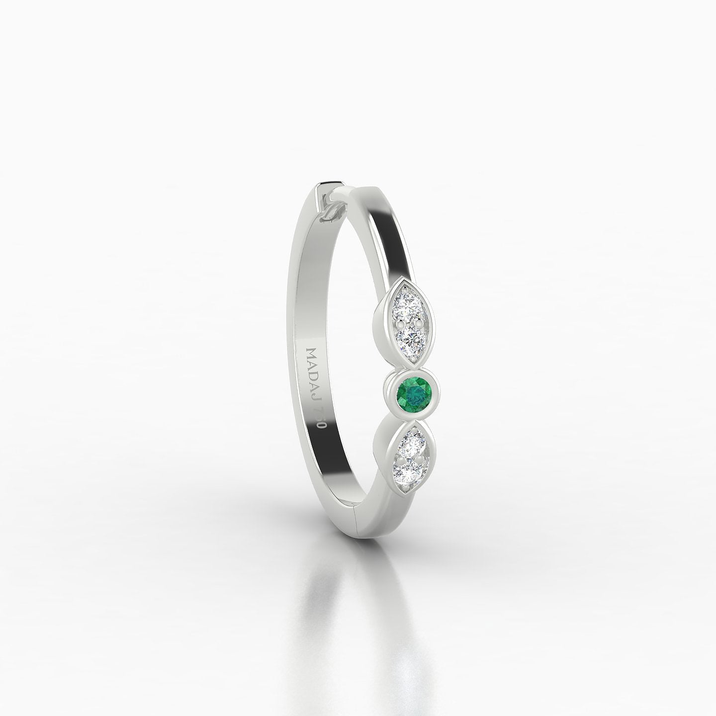 Anahita | 18k White Gold 11 mm Emerald & Diamond Hoop Piercing