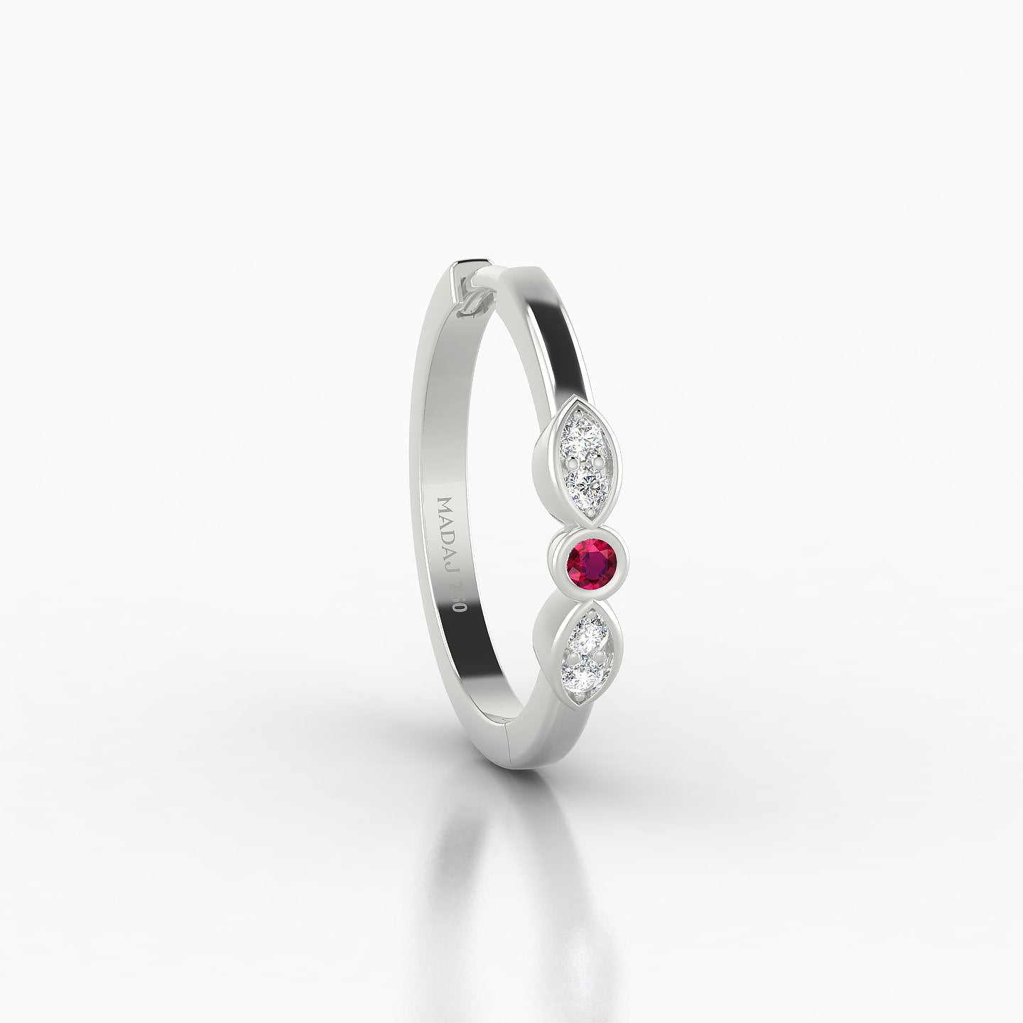 Anahita | 18k White Gold 11 mm Ruby & Diamond Hoop Piercing