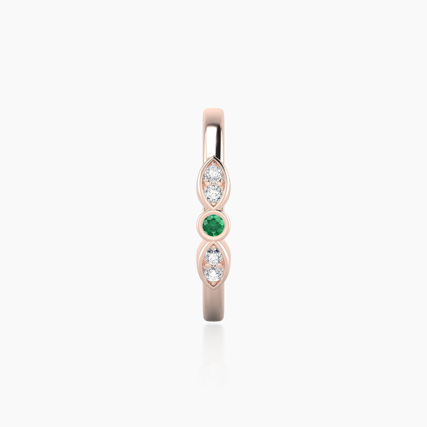 Anahita | 18k Rose Gold 11 mm Emerald & Diamond Hoop Piercing