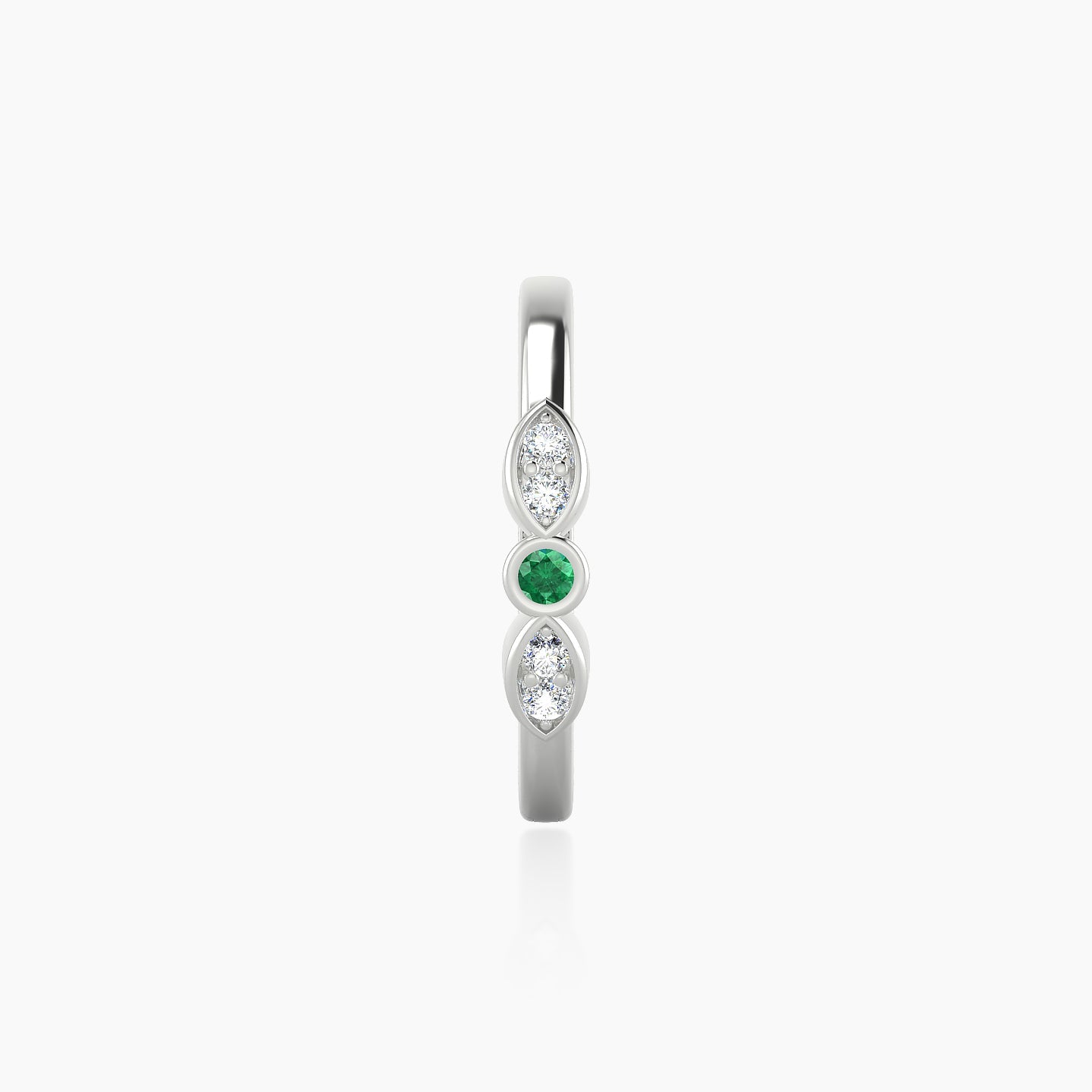 Anahita | 18k White Gold 11 mm Emerald & Diamond Hoop Piercing