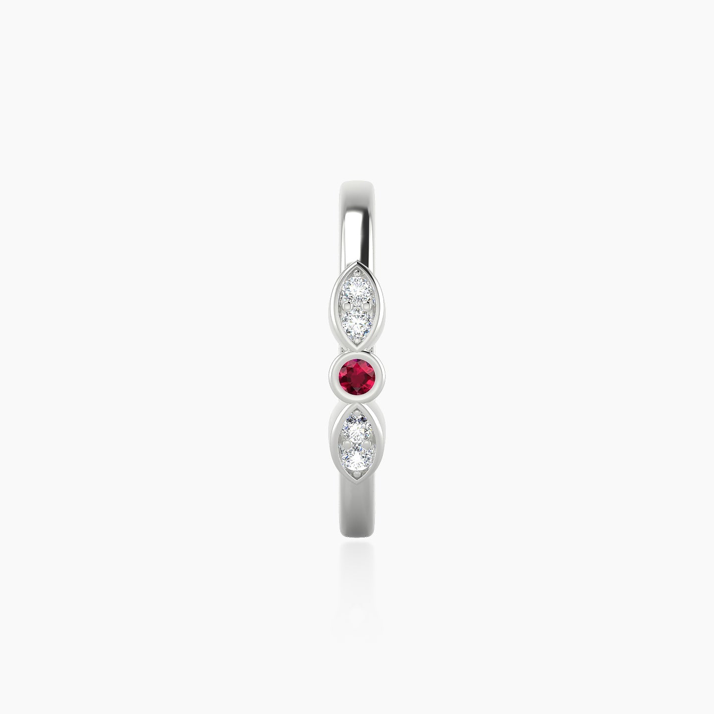 Anahita | 18k White Gold 11 mm Ruby & Diamond Hoop Piercing