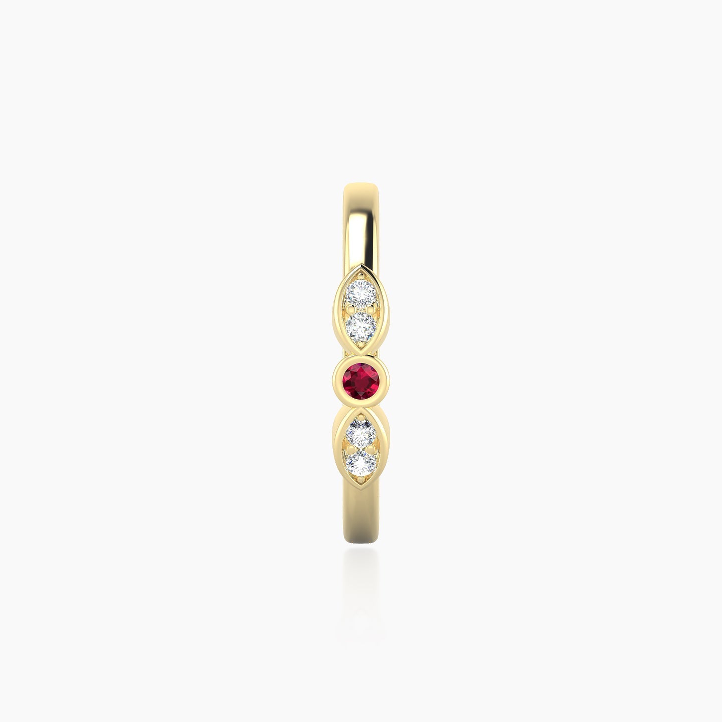 Anahita | 18k Yellow Gold 11 mm Ruby & Diamond Hoop Piercing