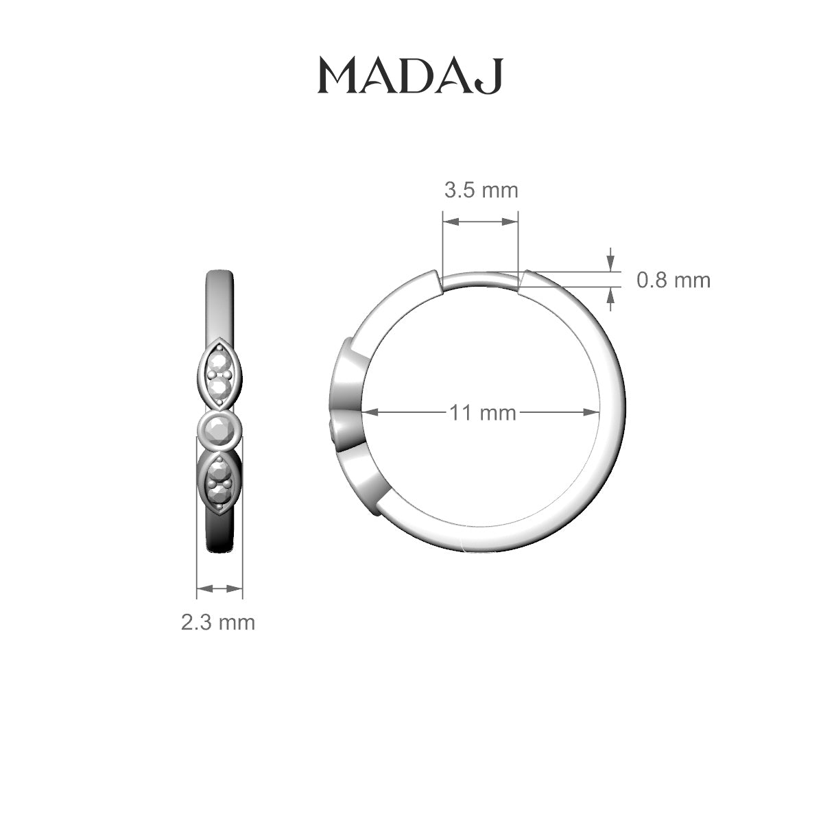 Anahita | 18k White Gold 11 mm Diamond Hoop Piercing