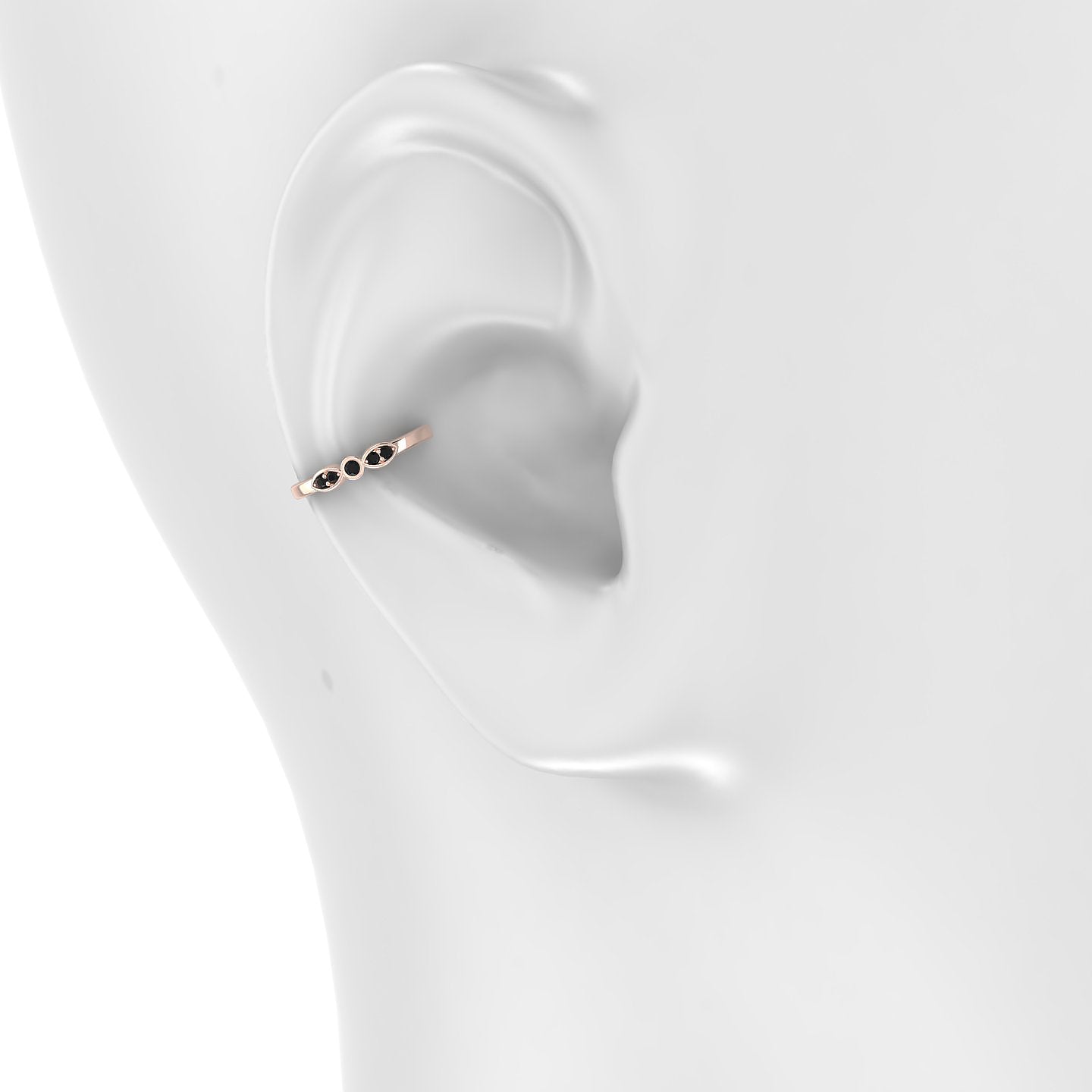 Anahita | 18k Rose Gold 11 mm Black Diamond Hoop Piercing