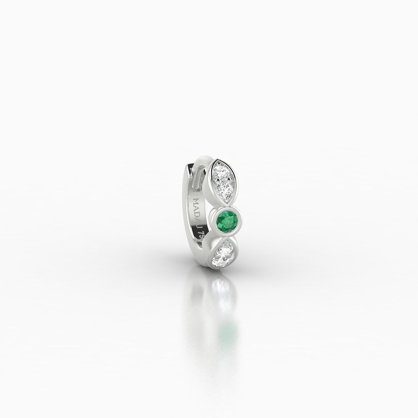 Anahita | 18k White Gold 5 mm Emerald & Diamond Hoop Piercing