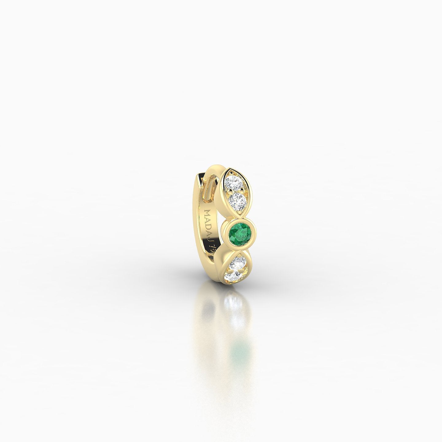 Anahita | 18k Yellow Gold 5 mm Emerald & Diamond Hoop Piercing