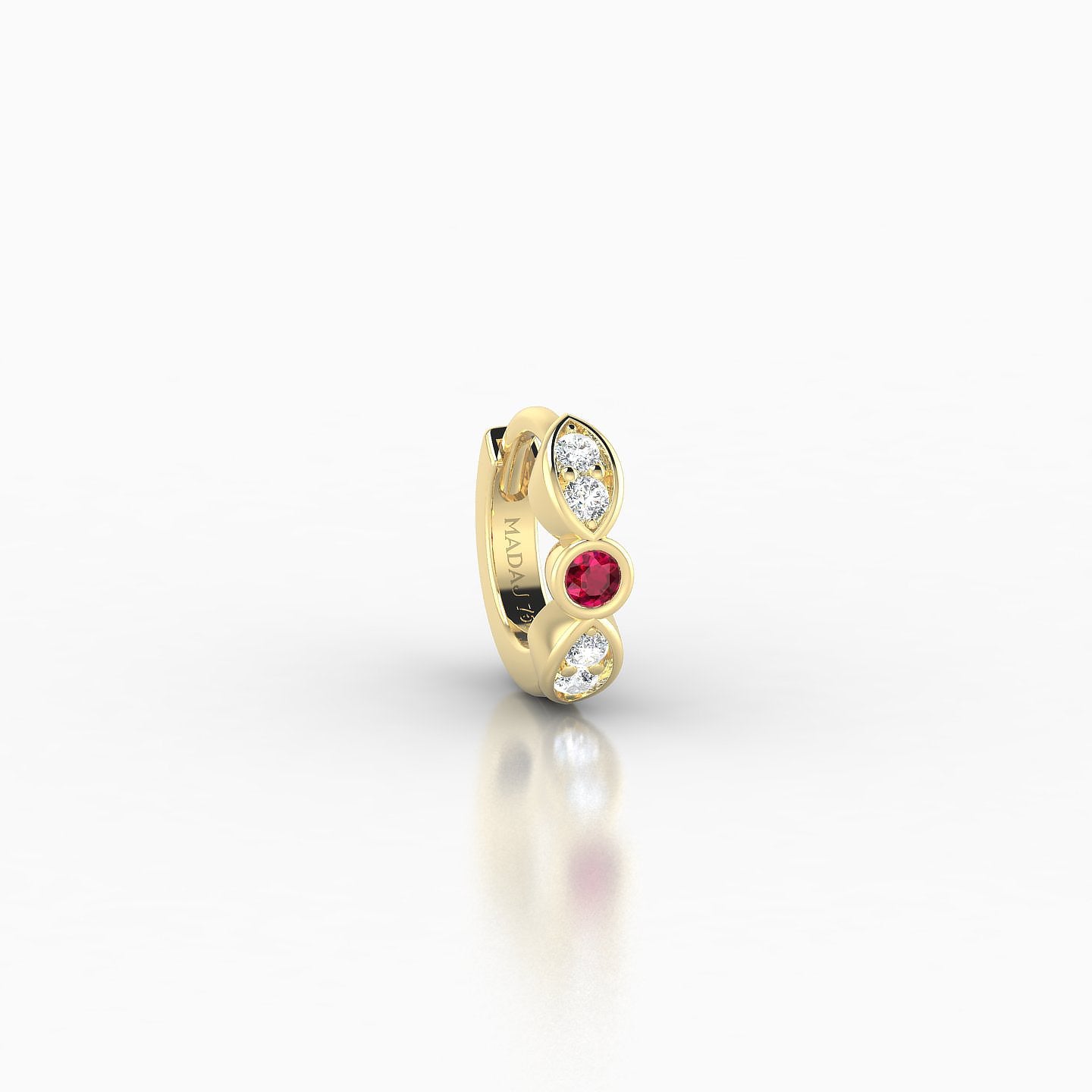 Anahita | 18k Yellow Gold 5 mm Ruby & Diamond Hoop Piercing