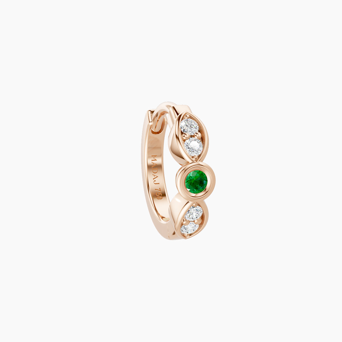 Anahita | 18k Rose Gold 6.5 mm Emerald & Diamond Hoop Piercing