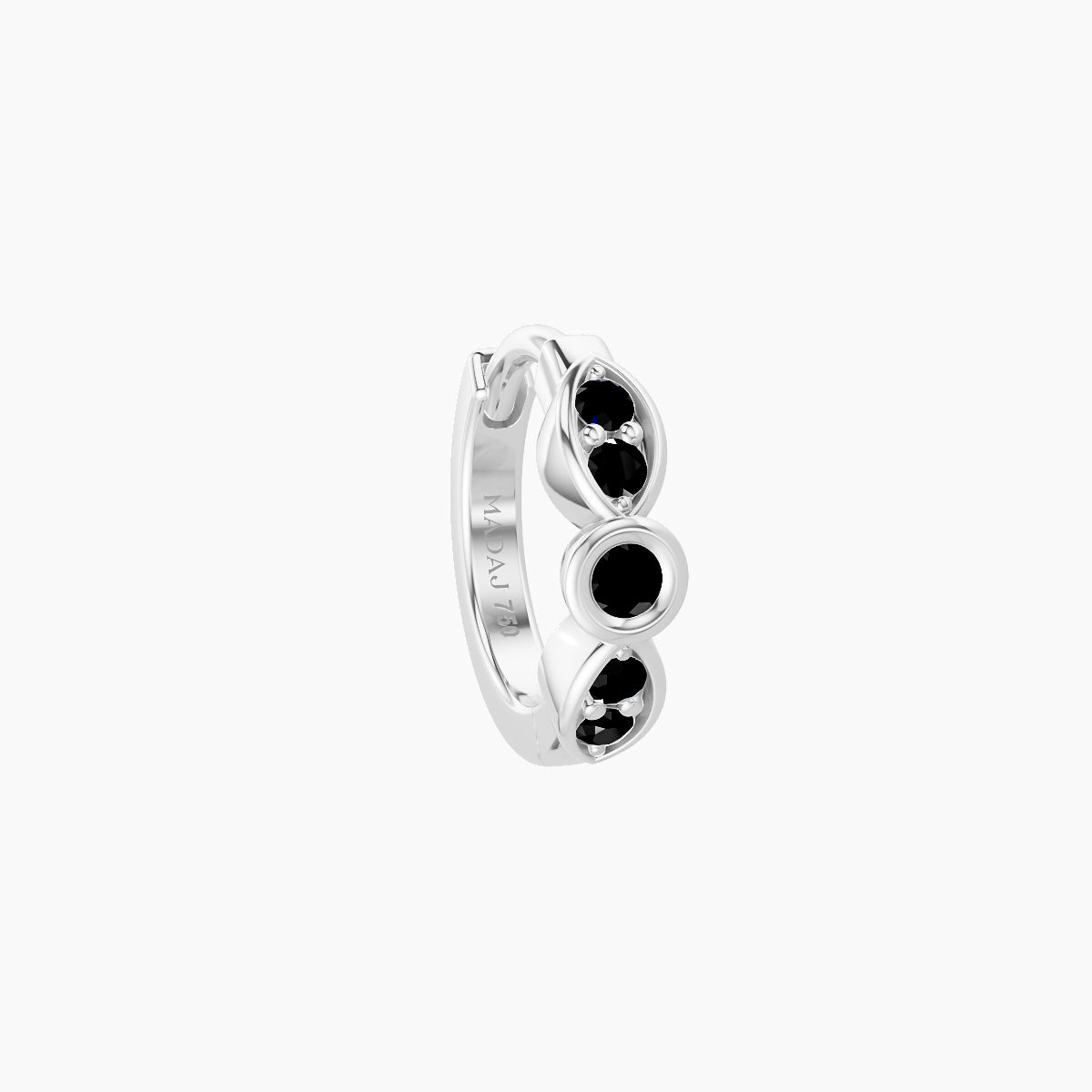 Anahita | 18k White Gold 6.5 mm Black Diamond Hoop Piercing