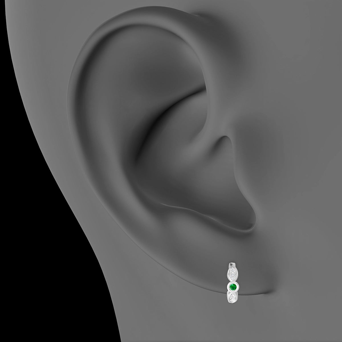 Anahita | 18k White Gold 6.5 mm Emerald & Diamond Hoop Piercing