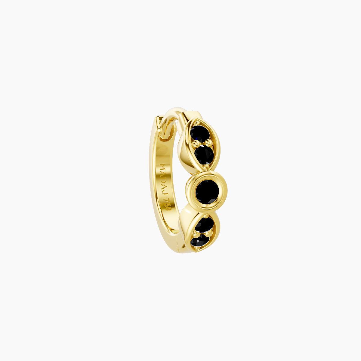 Anahita | 18k Yellow Gold 6.5 mm Black Diamond Hoop Piercing