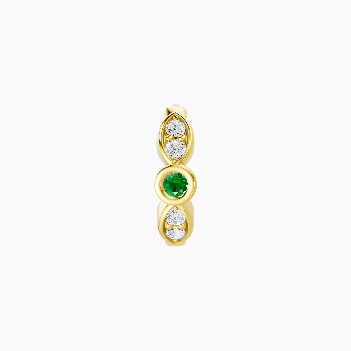 Anahita | 18k Yellow Gold 6.5 mm Emerald & Diamond Hoop Piercing