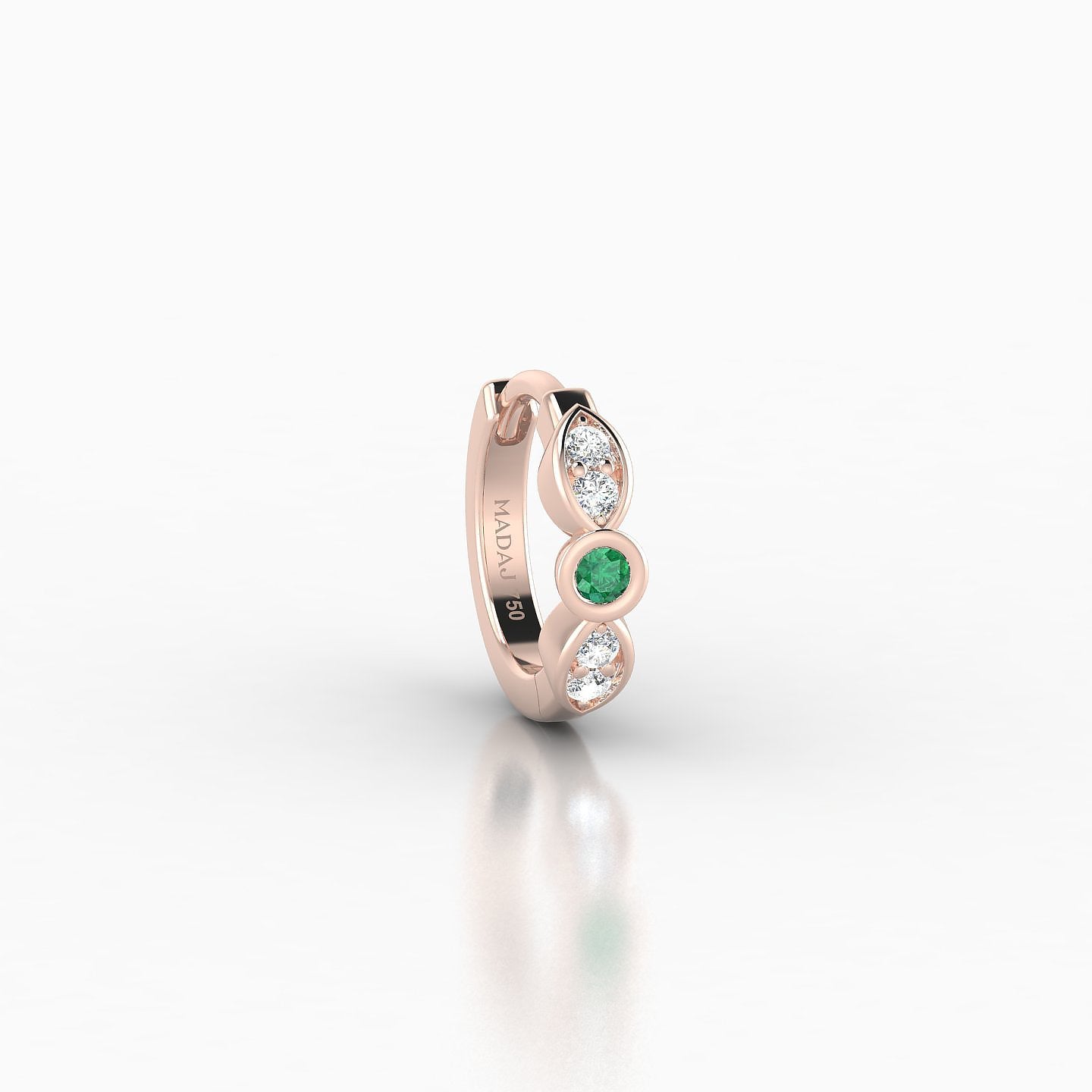 Anahita | 18k Rose Gold 6.5 mm Emerald & Diamond Hoop Piercing