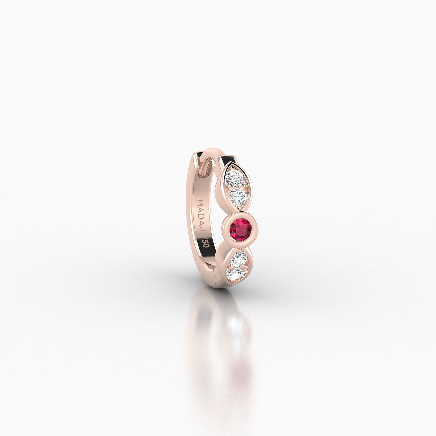 Anahita | 18k Rose Gold 6.5 mm Ruby & Diamond Hoop Piercing