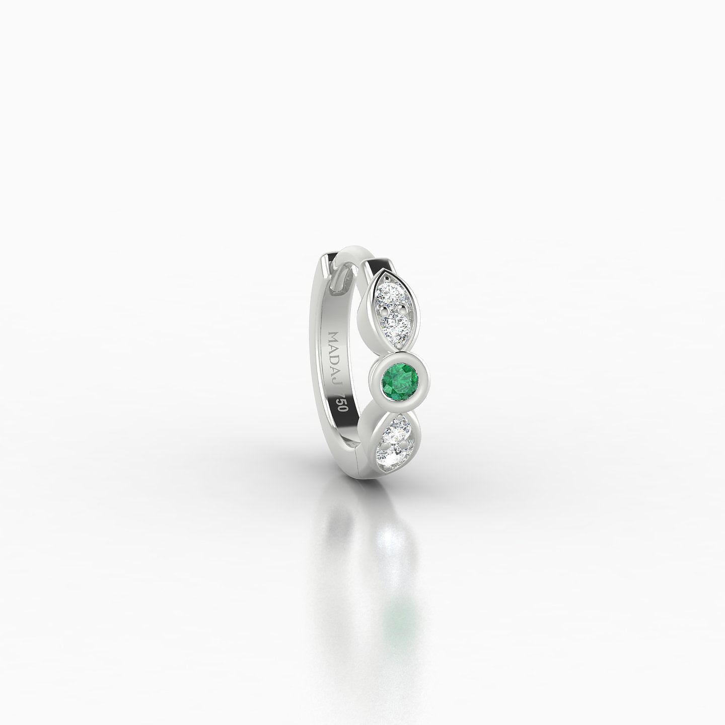 Anahita | 18k White Gold 6.5 mm Emerald & Diamond Hoop Piercing