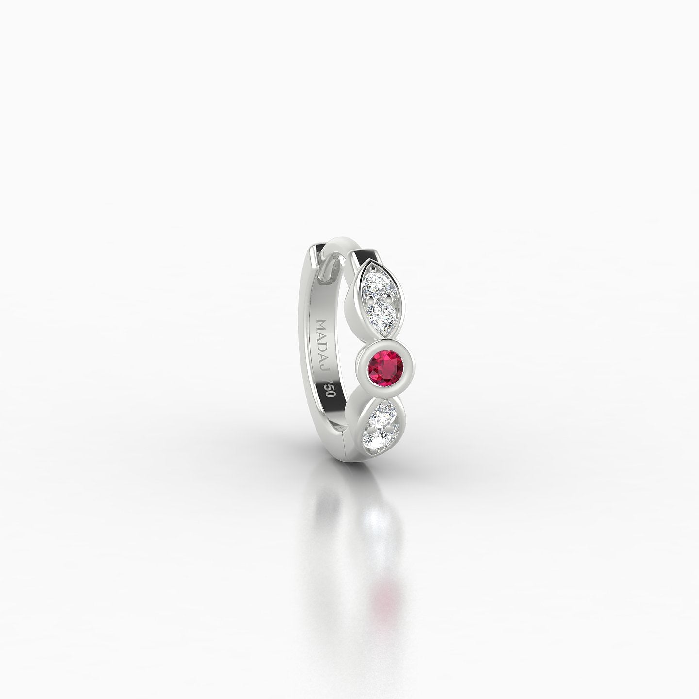 Anahita | 18k White Gold 6.5 mm Ruby & Diamond Hoop Piercing