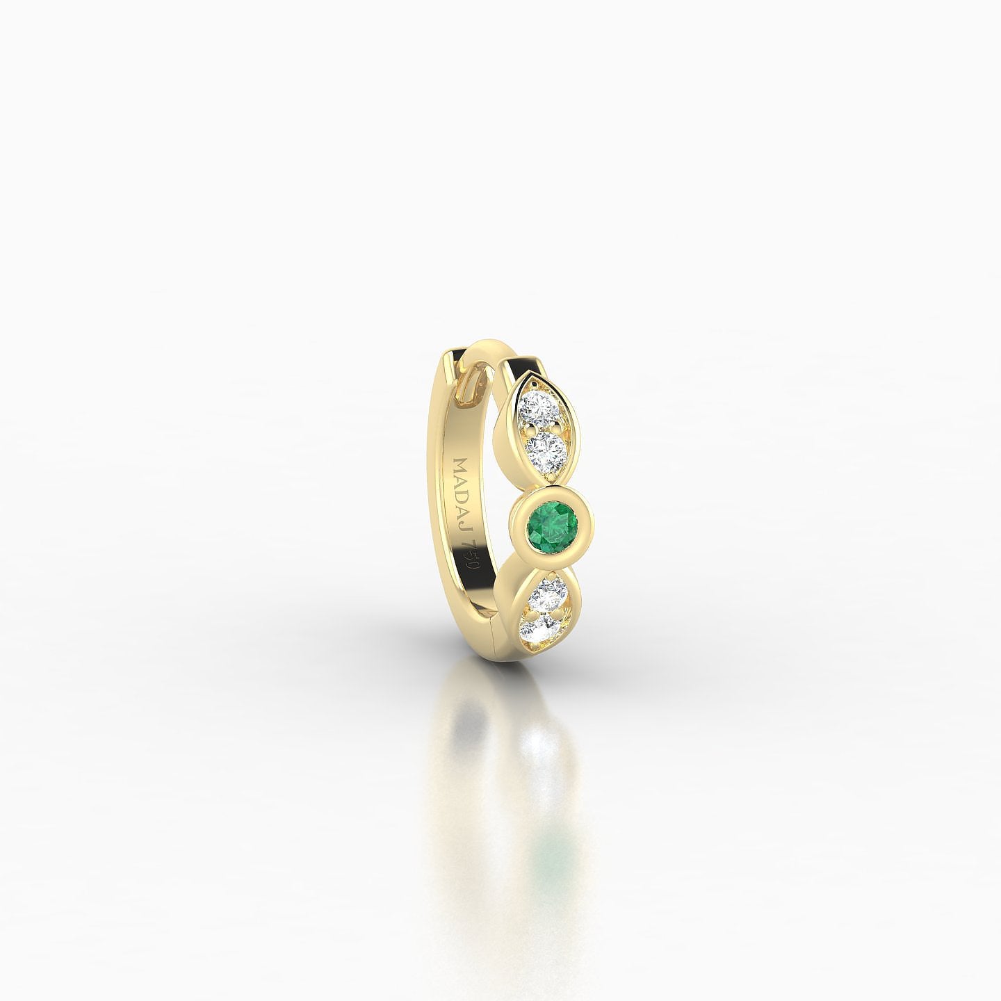 Anahita | 18k Yellow Gold 6.5 mm Emerald & Diamond Hoop Piercing