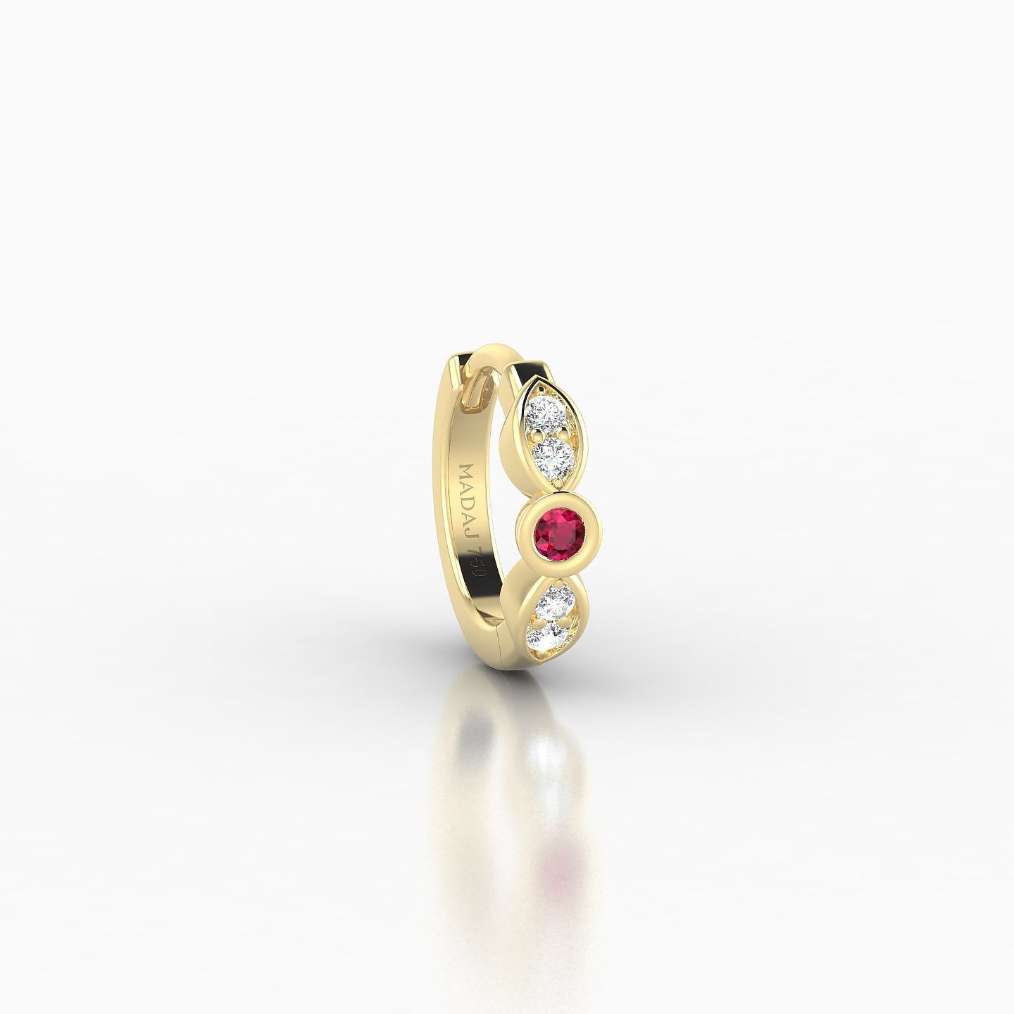 Anahita | 18k Yellow Gold 6.5 mm Ruby & Diamond Hoop Piercing