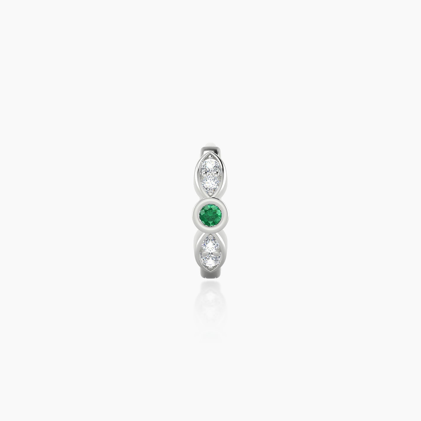 Anahita | 18k White Gold 6.5 mm Emerald & Diamond Hoop Piercing