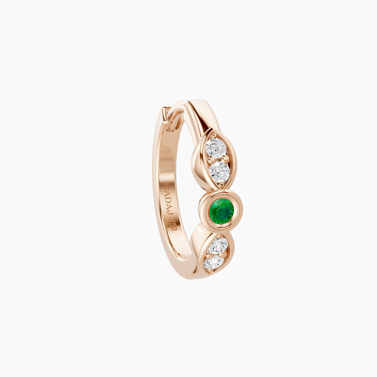 Anahita | 18k Rose Gold 8 mm Emerald & Diamond Hoop Piercing