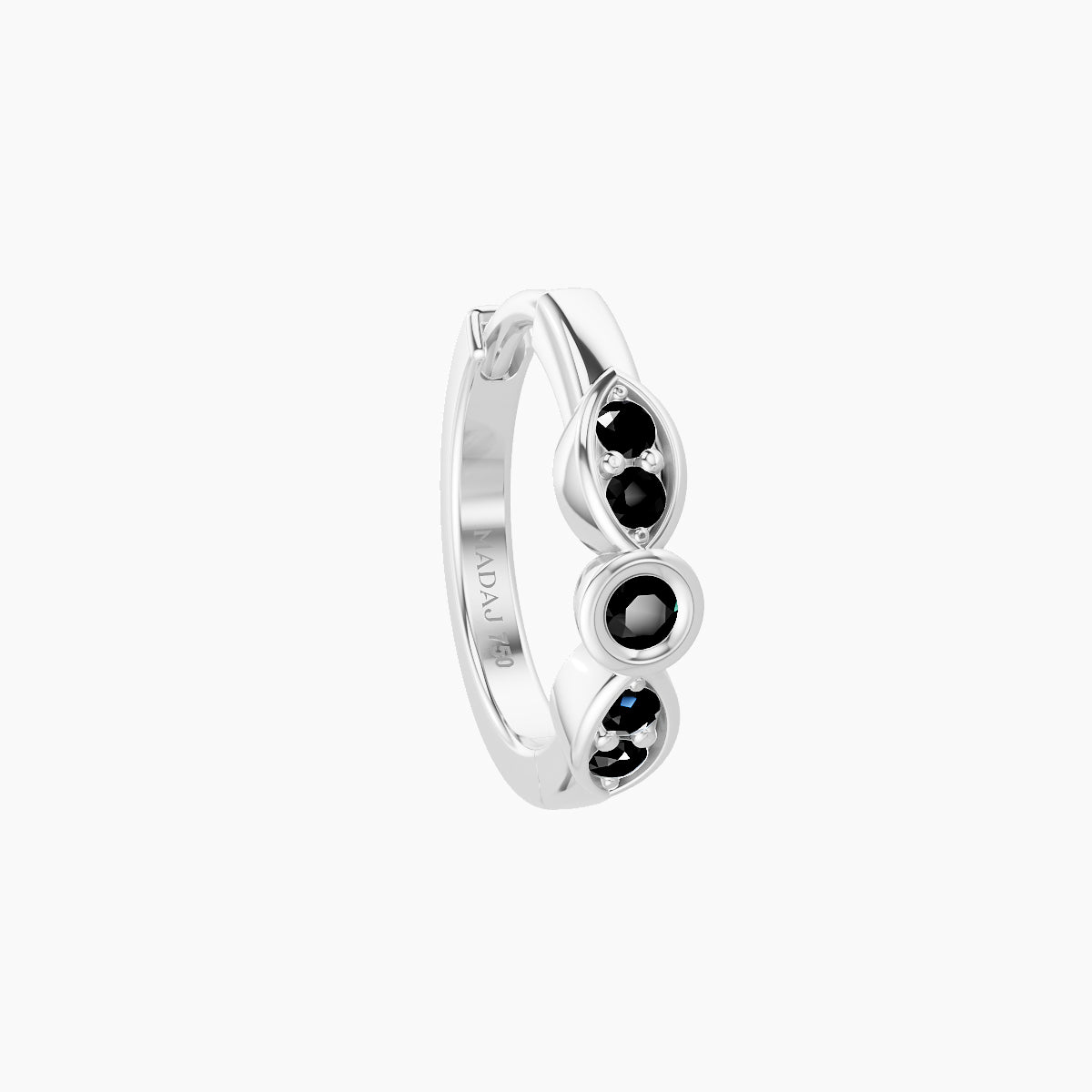 Anahita | 18k White Gold 8 mm Black Diamond Hoop Piercing