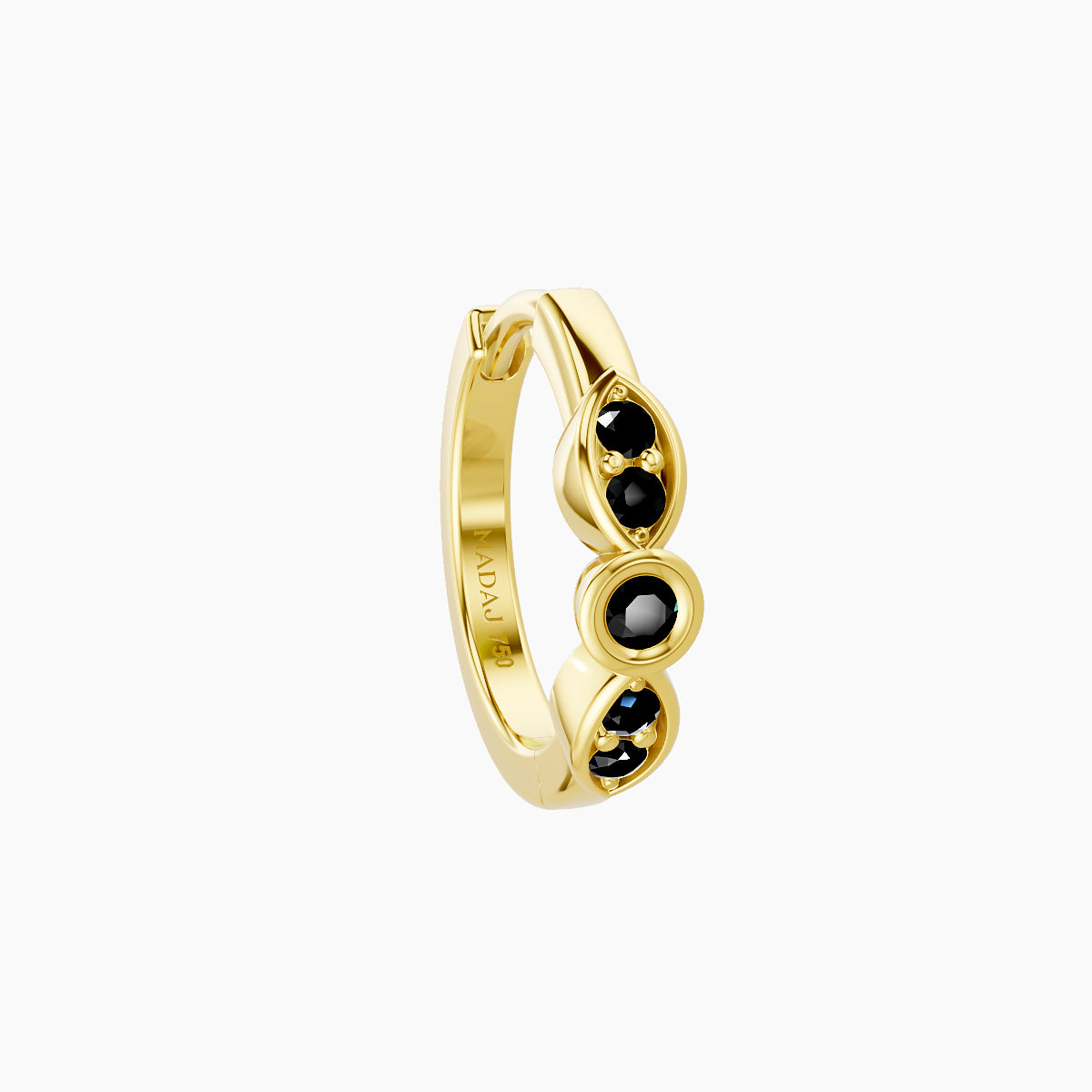 Anahita | 18k Yellow Gold 8 mm Black Diamond Hoop Piercing