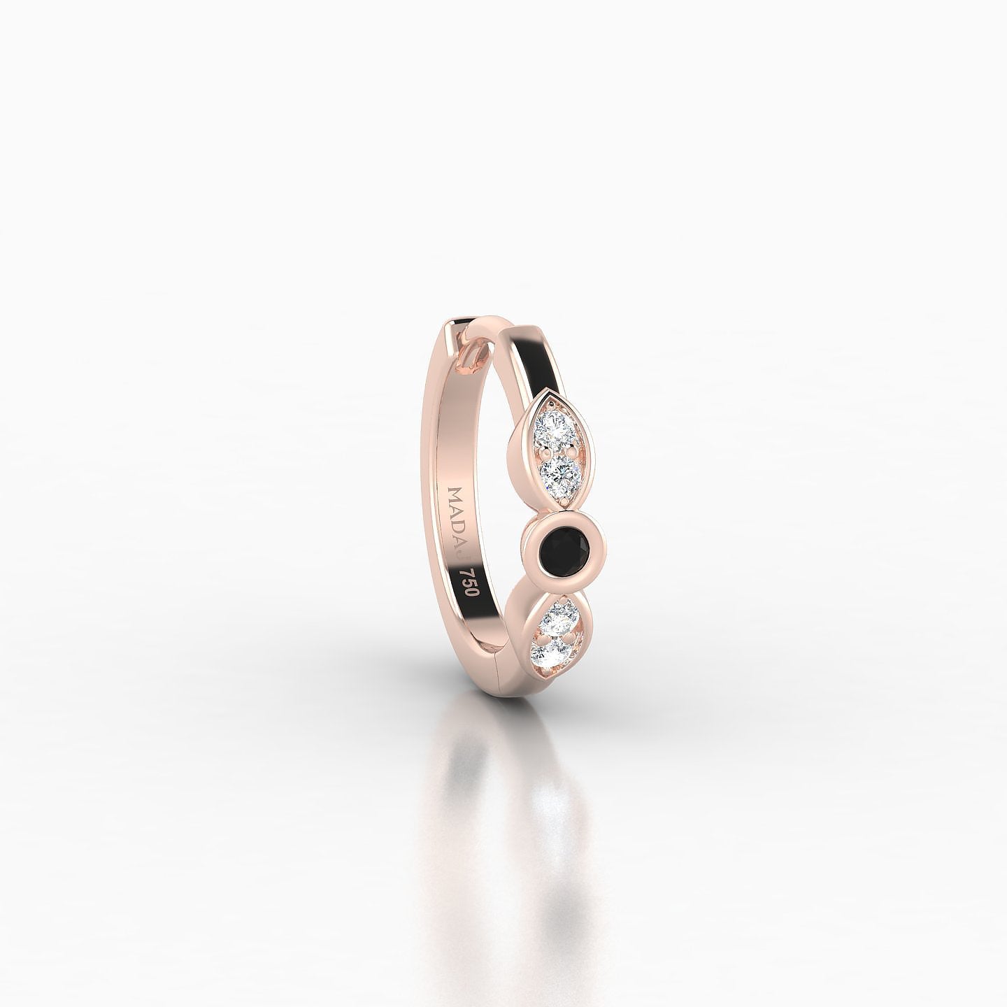 Anahita | 18k Rose Gold 8 mm Black Diamond & Diamond Hoop Piercing