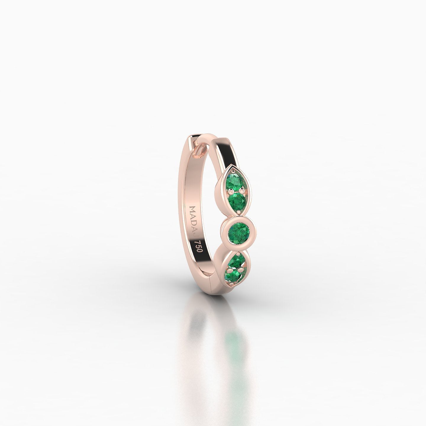 Anahita | 18k Rose Gold 8 mm Emerald Hoop Piercing