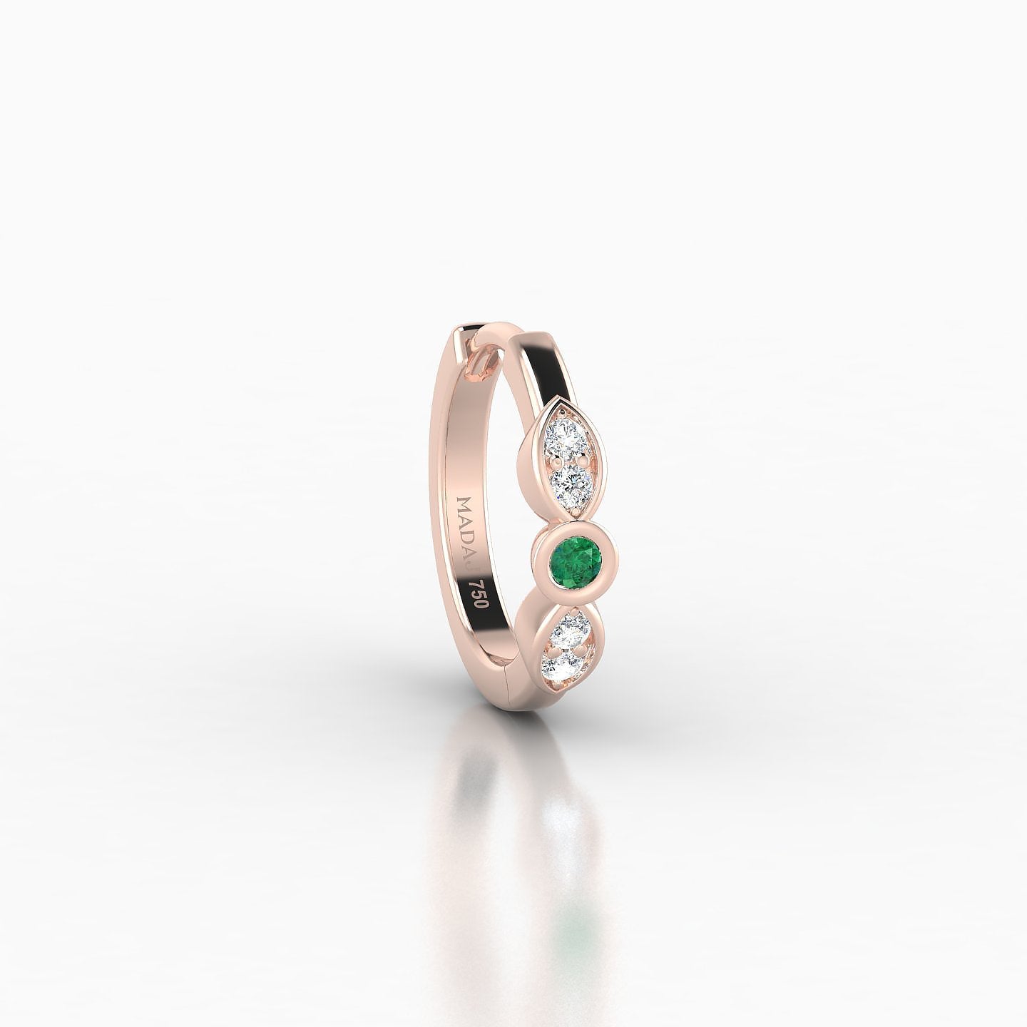 Anahita | 18k Rose Gold 8 mm Emerald & Diamond Hoop Piercing