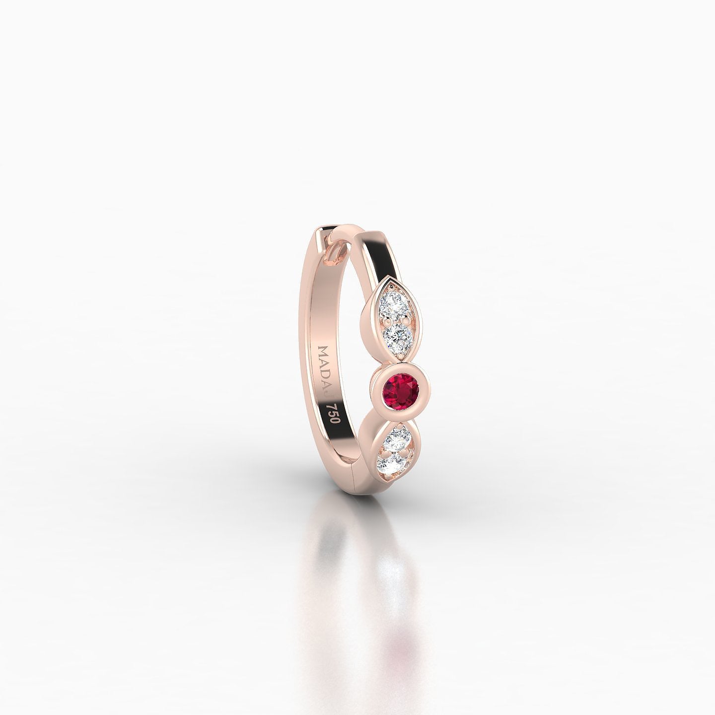 Anahita | 18k Rose Gold 8 mm Ruby & Diamond Hoop Piercing