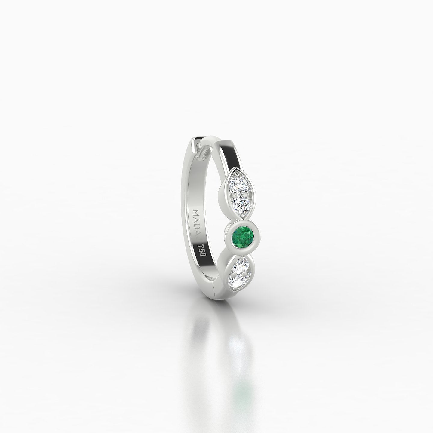 Anahita | 18k White Gold 8 mm Emerald & Diamond Hoop Piercing