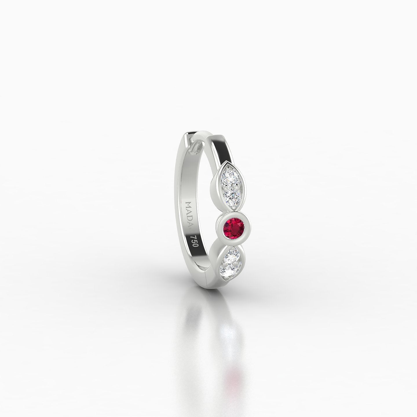 Anahita | 18k White Gold 8 mm Ruby & Diamond Hoop Piercing